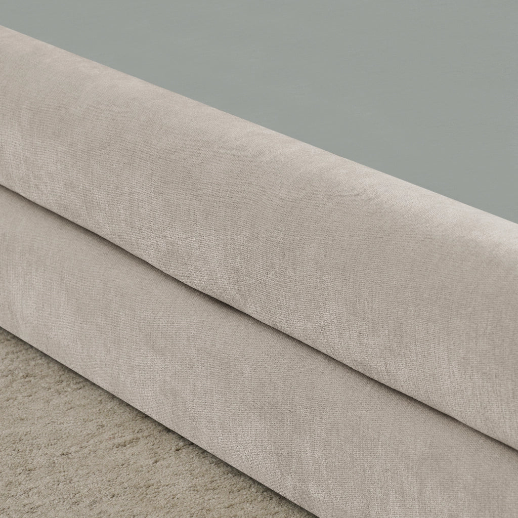 DESMIU Lit simple 90 × 200 cm con testiera imbottita, senza materasso, in ciniglia, beige