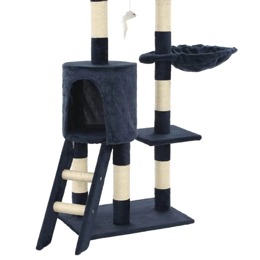 Tiragraffi albero per gatti cuccia per gatti giocattolo peluche sisal 138 cm blu scuro 3702052
