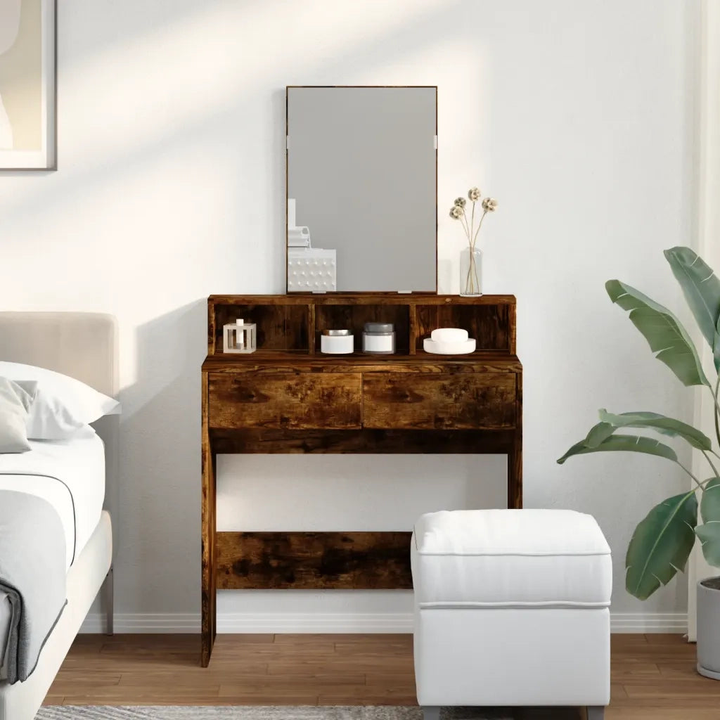 vidaXL Toeletta con Specchio Rovere Fumo 80x41x144,5 cm