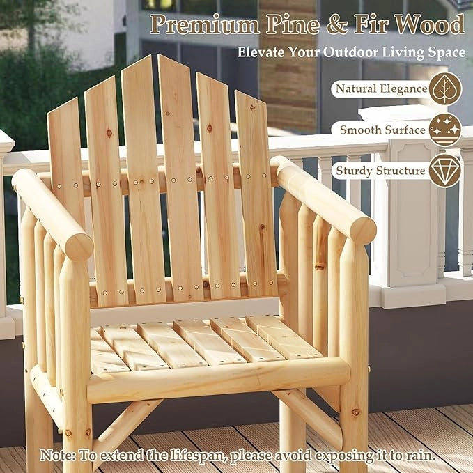Poltrona da Esterno in Legno, Sedia da Pranzo per Patio con Braccioli e Schienale Alto Inclinato per Veranda, Cortile, Giardino, Patio e Bordo Piscina, Portata 150 kg (Naturale)
