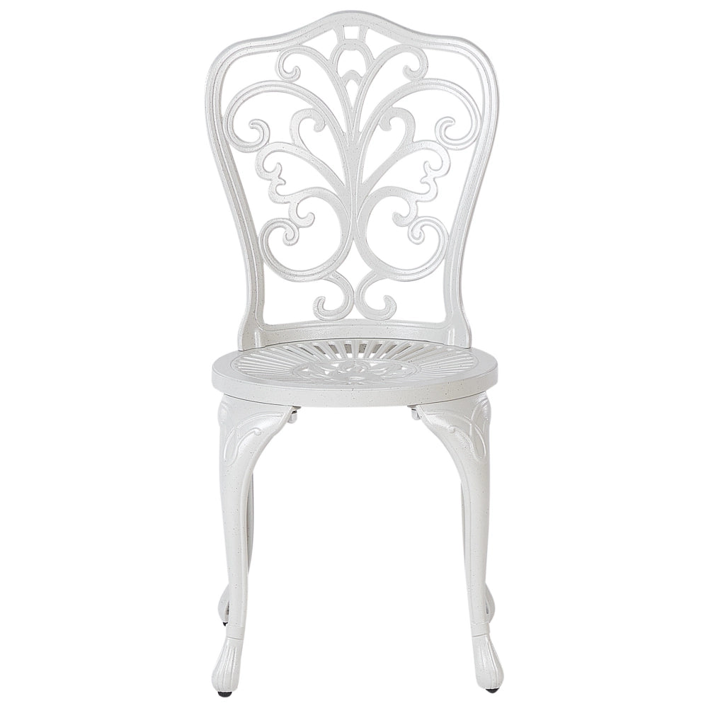 Set di 2 sedie da giardino in alluminio bianco sporco senza braccioli Bistro Dining in stile vintage in metallo