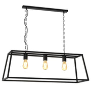 Lampada a sospensione industriale Frame nera 3xE27 Luminex