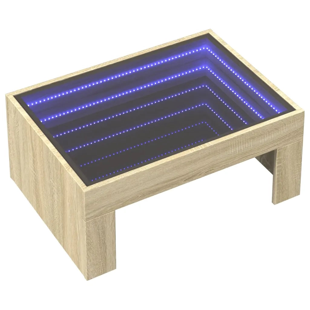 Tavolino da Salotto con LED Infinity-Tavolino da soggiorno Rovere Sonoma 70x50x30 cm