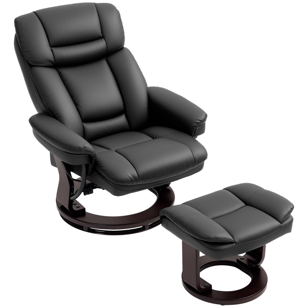 Poltrona Relax Reclinabile con Poggiapiedi ¨C Zephmum ¨C Nero, Similpelle