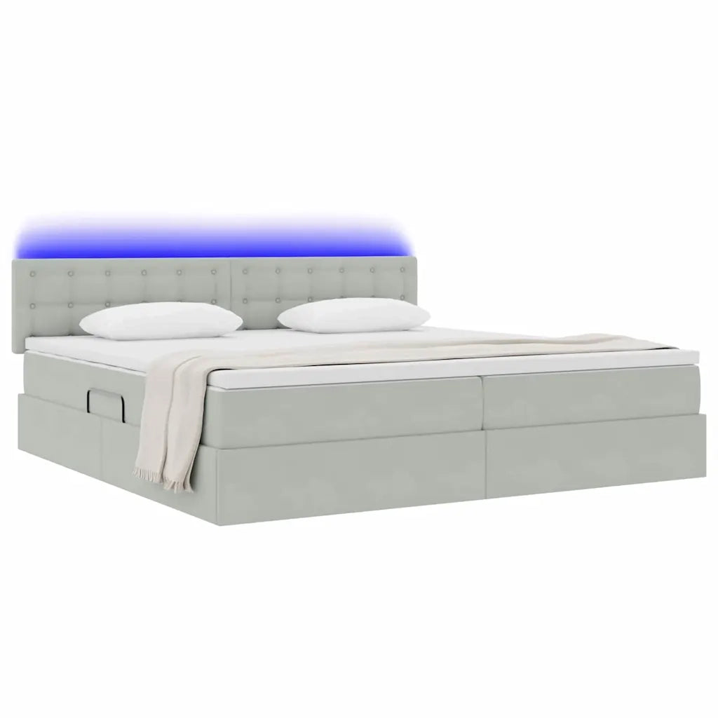 Letto con contenitore e LED Grigio chiaro 200 x 200 cm Velluto 3371535