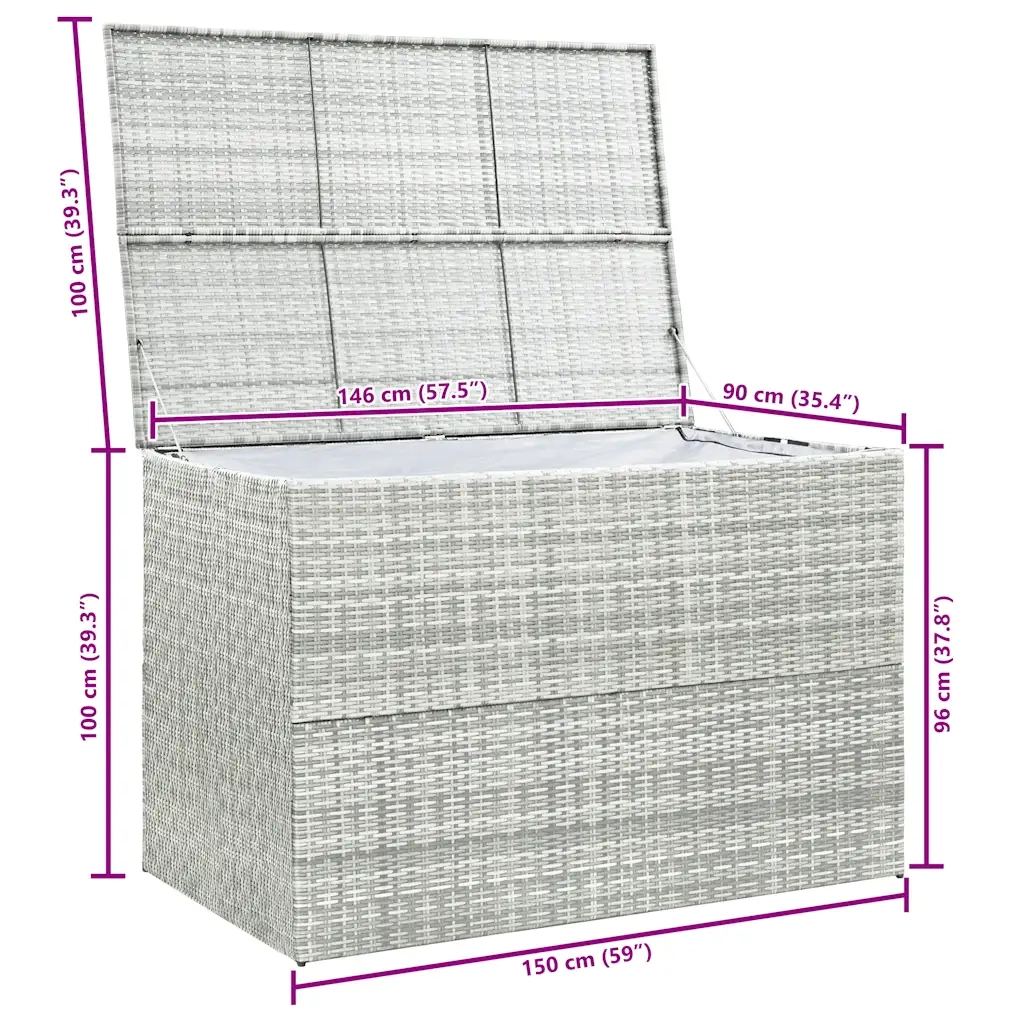 Baule da Giardino Grigio Chiaro 150x100x100 cm in Polyrattan 315512