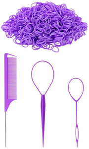 Kit di ricamo per capelli 3 pezzi - Set di capelli in pelo naturale 1000 pezzi - Spazzola a punta - Strumenti per parrucchiere - Accessori per capelli - Materiale siliconizzato - Strumenti per capelli