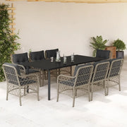 Set Pranzo da Giardino 9pz con Cuscini Grigio Chiaro Polyrattan 3212179
