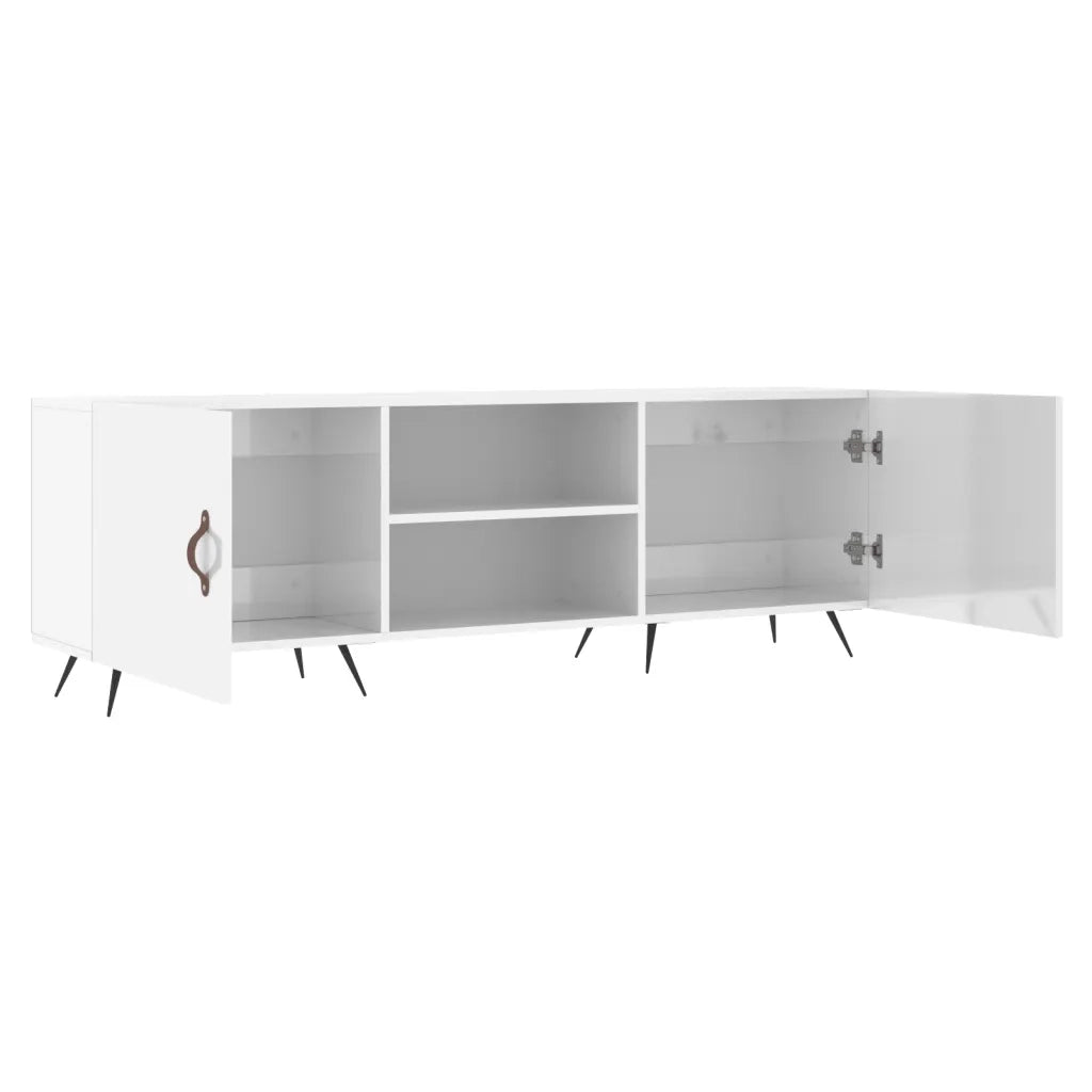 Mobile Porta TV Bianco Lucido 150x30x50 cm in Legno Multistrato 829070