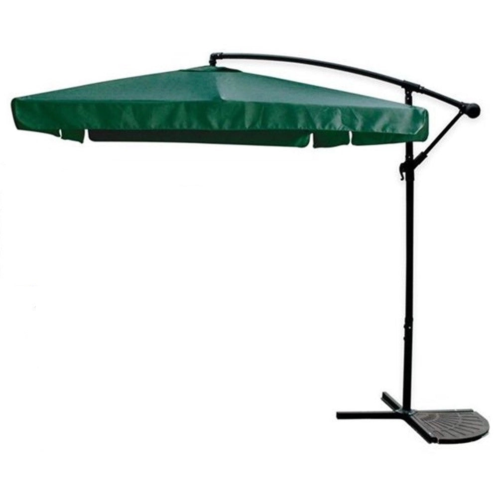 Trade Shop - Ombrellone A Braccio Laterale Da Giardino 3x3mt Protezione Sole Verde Con Base 223215 -
