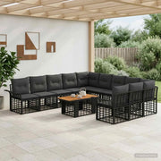 Set Divano da Giardino 12 pz Nero e Grigio scuro polyrattan 3438021
