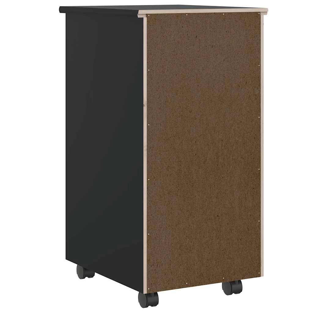 Armadio a rotelle con cassetti ampio spazio di archiviazione 34 x 39 x 65,5 cm legno di pino nero 02_0057659