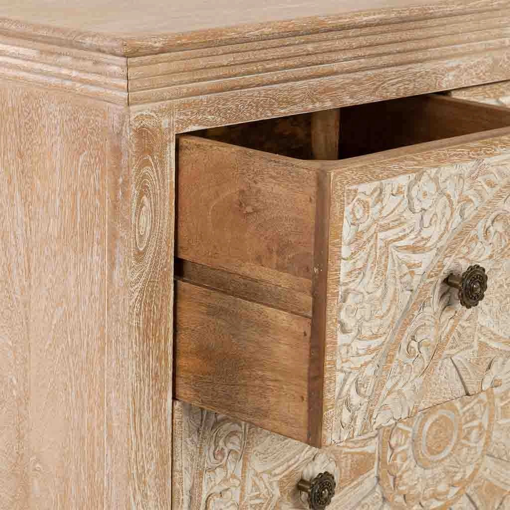 Credenza artigianale in legno a 4 cassetti 90x40x90h cm