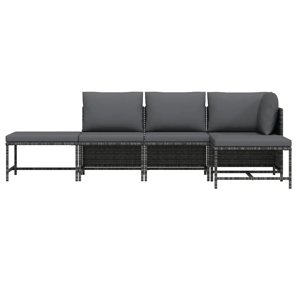 Salotto da Giardino-Set Divani da Giardino5 pz con Cuscini in Polyrattan Grigio