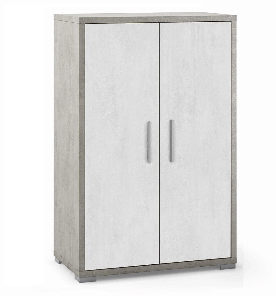 Mobile Armadio 2 ante H110 L71 P41 Cm Strutura color cemento frontali bianco ossido Dd270k Sarmog