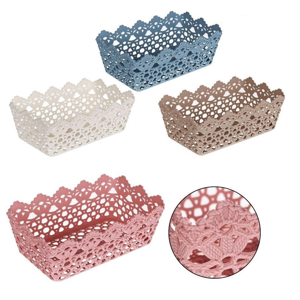 Trade Shop - Cestino Porta Oggetti Cesto Plastica Rettangolare 24.5x15.2x9.2cm Multiuso 79471 -