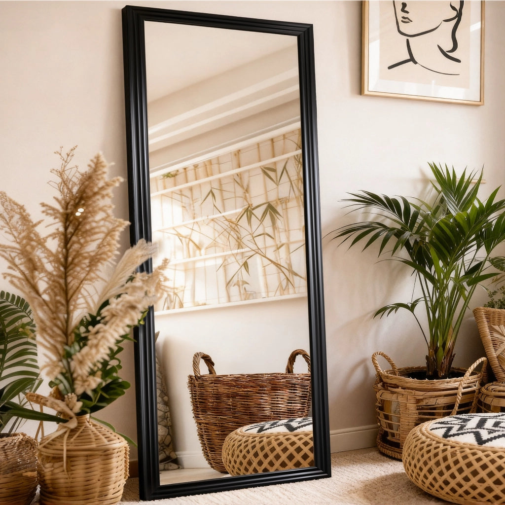 SPECCHIO Intero 160x50 cm Nero con base metallica inclinabile