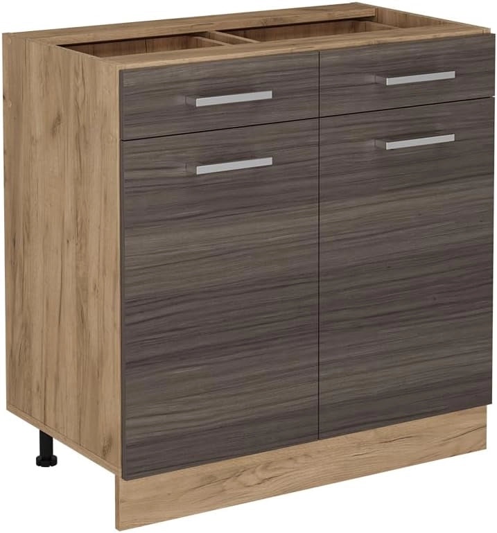Mobiletto base cucina R-Line, Calcestruzzo nero, 60 cm senza piano di lavoro, per la libera combinazione all'interno di sistemi cucina modulari