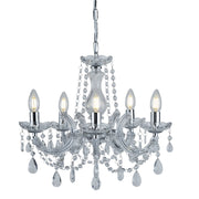 Lampadario Classico Marie Therese Acciaio Cromo Cristallo 5 Luci E14