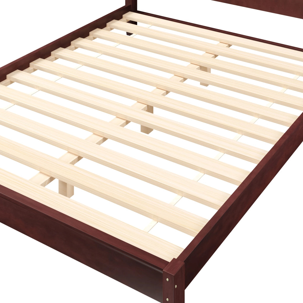 Letto matrimoniale 160x200 in legno con testiera e rete a doghe, marrone