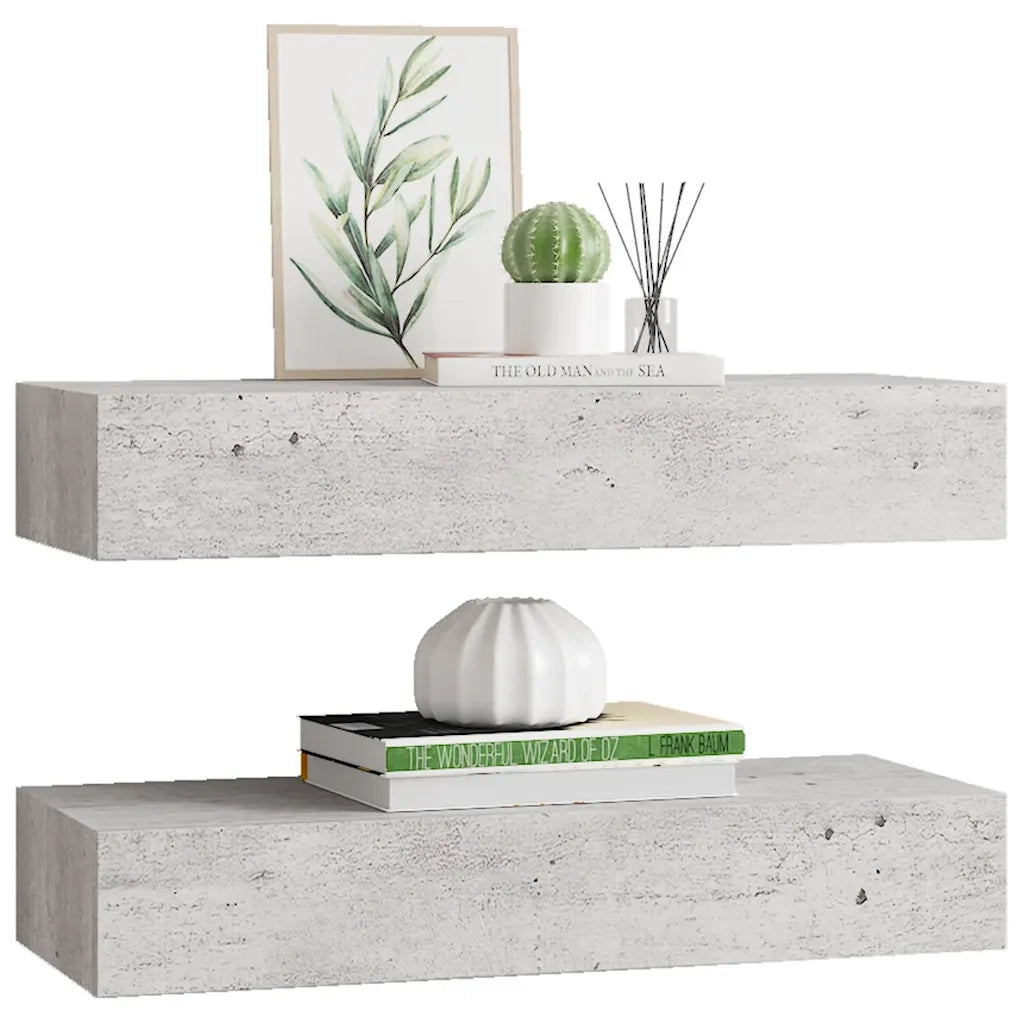 Scaffali a Muro Cassetti 2 pz Grigio Cemento 60x23,5x10 cm MDF cod mxl 53943