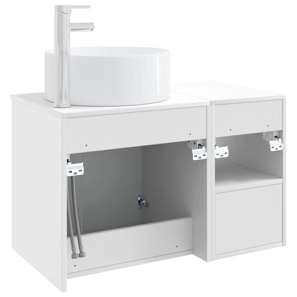 Set di mobili per il bagno 2 pz Bianco Lucido 3404108