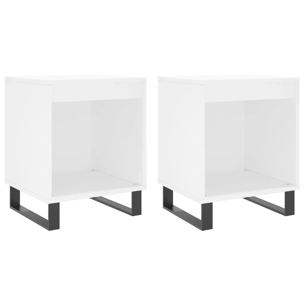 Set di 2 Comodini | Armadio da Notte | Mobiletto da notte Bianchi 40x35x50 cm in Legno Multistrato