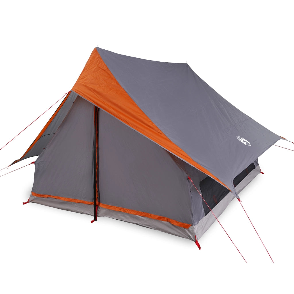 Tenda da Campeggio a Forma di A per 5 Persone Impermeabile Grigia e Arancione
