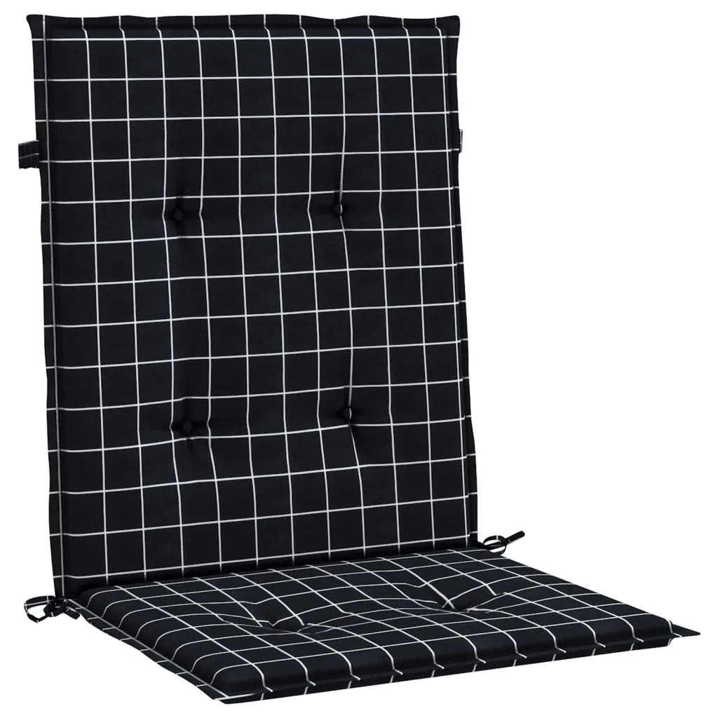 Cuscini Sedia Schienale Basso 6 pz Motivo a Quadri Nero Tessuto 361324