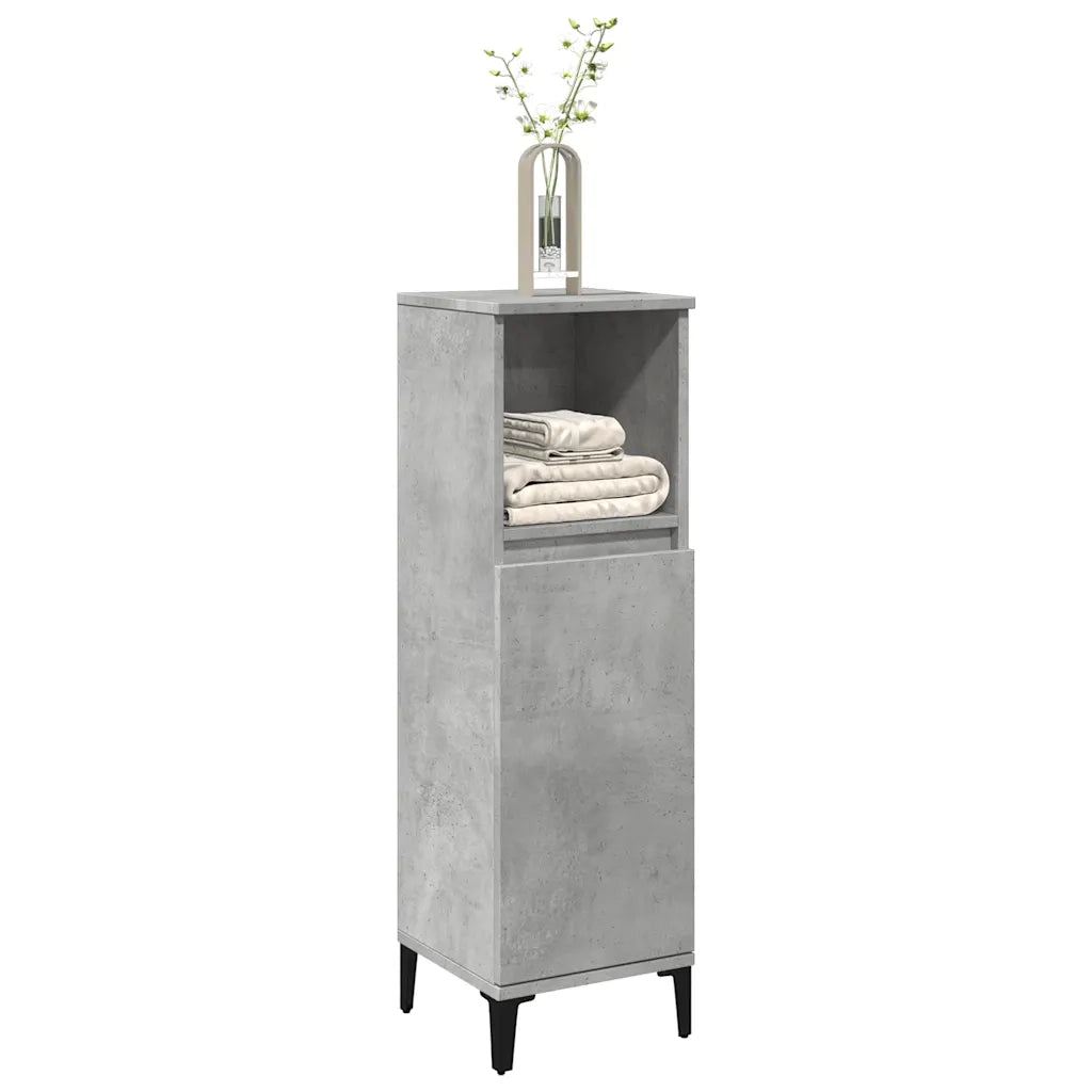 Armadietto da Bagno Grigio Cemento 30x30x100 cm in Truciolato