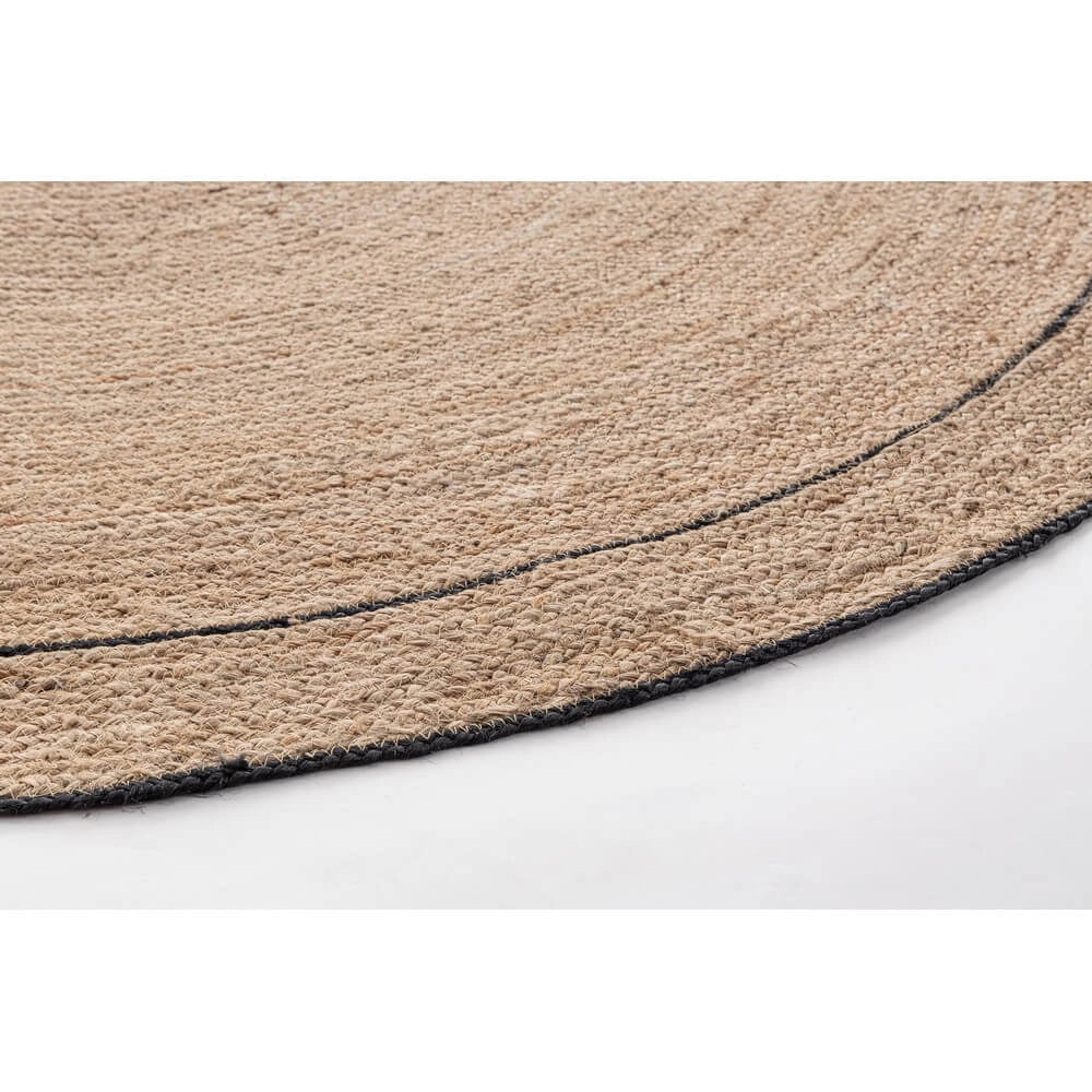 Tappeto rotondo in iuta naturale con bordo nero 180 cm - ANDERSON
