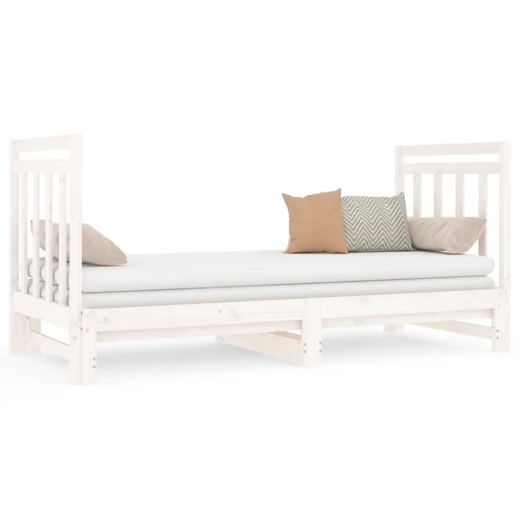 Dormeuse Estraibile Bianca 2x(90x190) cm Legno Massello di Pino cod mxl 64000