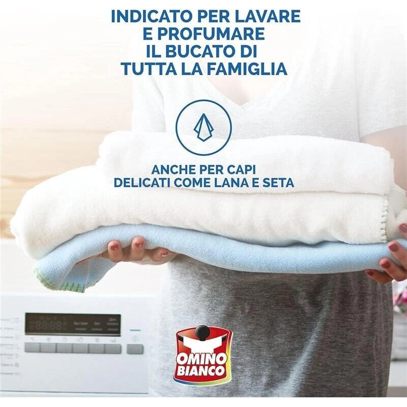 SET 4 OMINO BIANCO DETERSIVO BIVALENTE LIQUIDO LAVAGGIO A MANO E IN LAVATRICE ESSENZA MUSCHIO BIANCO 1000 ML