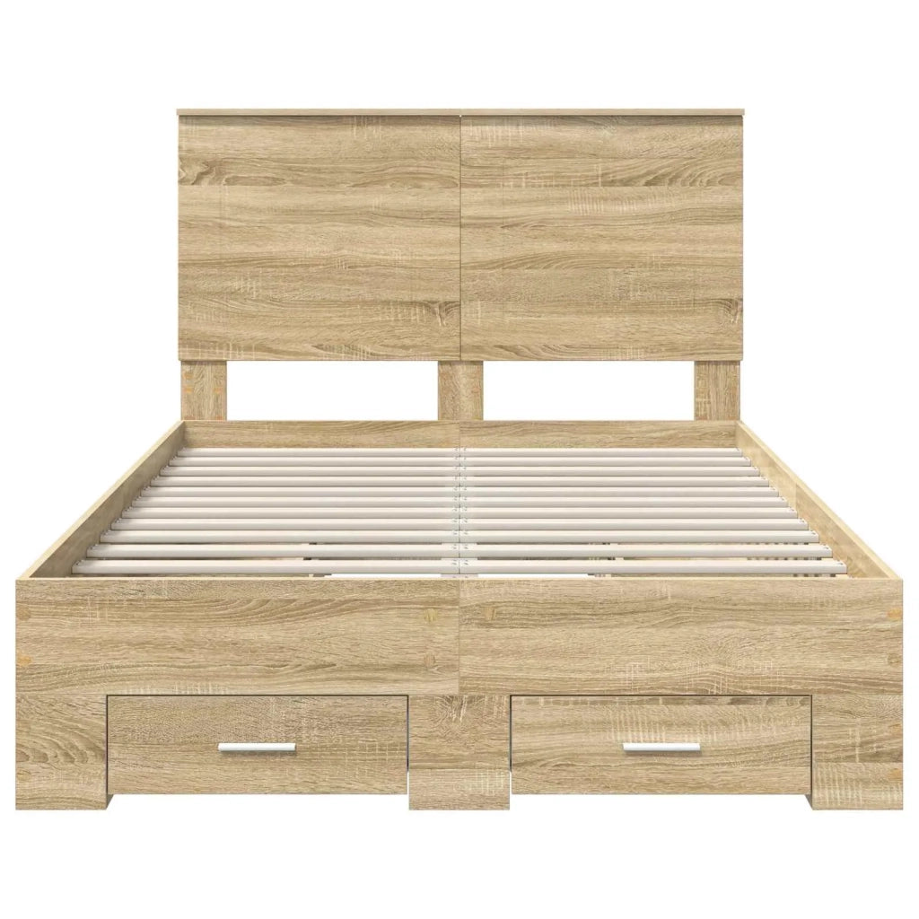 Struttura del letto con testiera Rovere Sonoma 135 x 190 cm 3409660