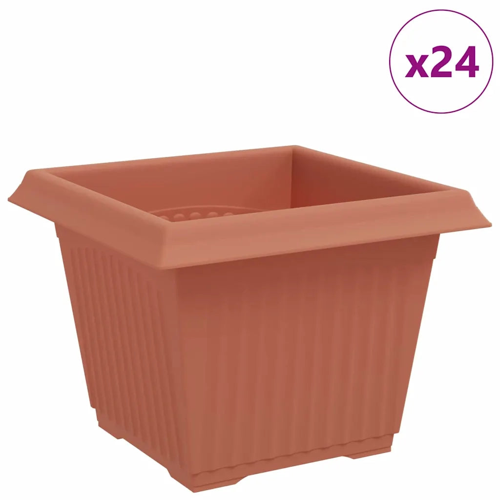 Vaso quadrato per fiori 24 pcs Rosso Mattone 23 x 23 x 17,5 cm 42020343