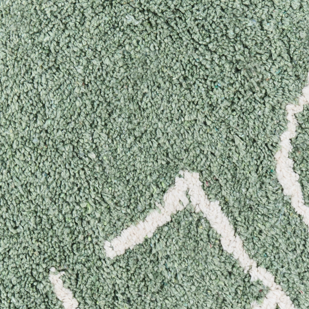 Tappeto Verde Cotone ø 120 cm Rotondo fatto a mano con alfabeto stile Boho Soggiorno Bambini Camera dei bambini