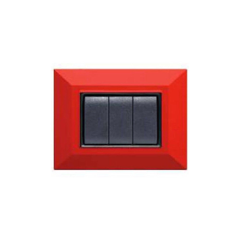 Trade Shop - Placca Placchetta Placchette Compatibili Per Serie Axolute Bticino Colorate Sq - Rosso -7 Fori     -
