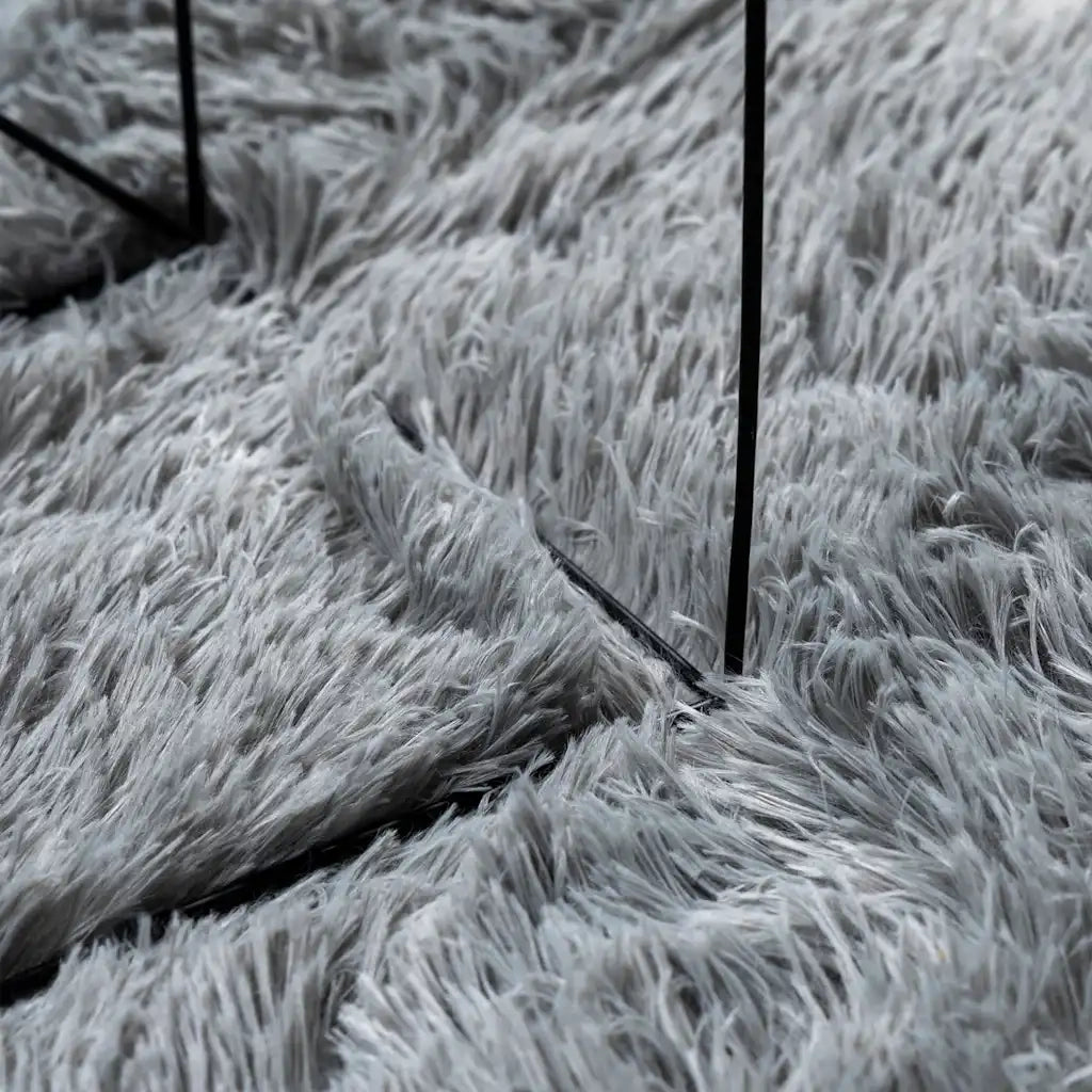 Tappeto Shaggy a Pelo Lungo NAVARRA Grigio Chiaro 120x120 cm