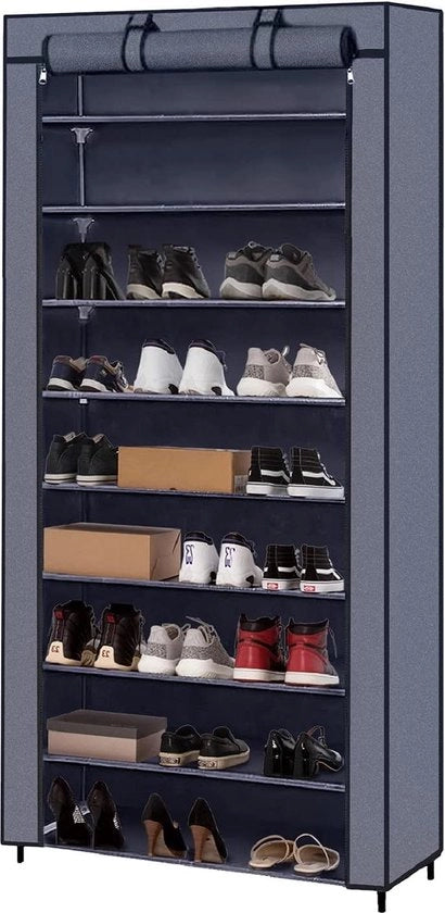 Cassettiera per Scarpe per 45 Pair - Rettificatore di Scarpe Idrorepellente - Grigio - 88 x 28 x 160 cm - con Copertura