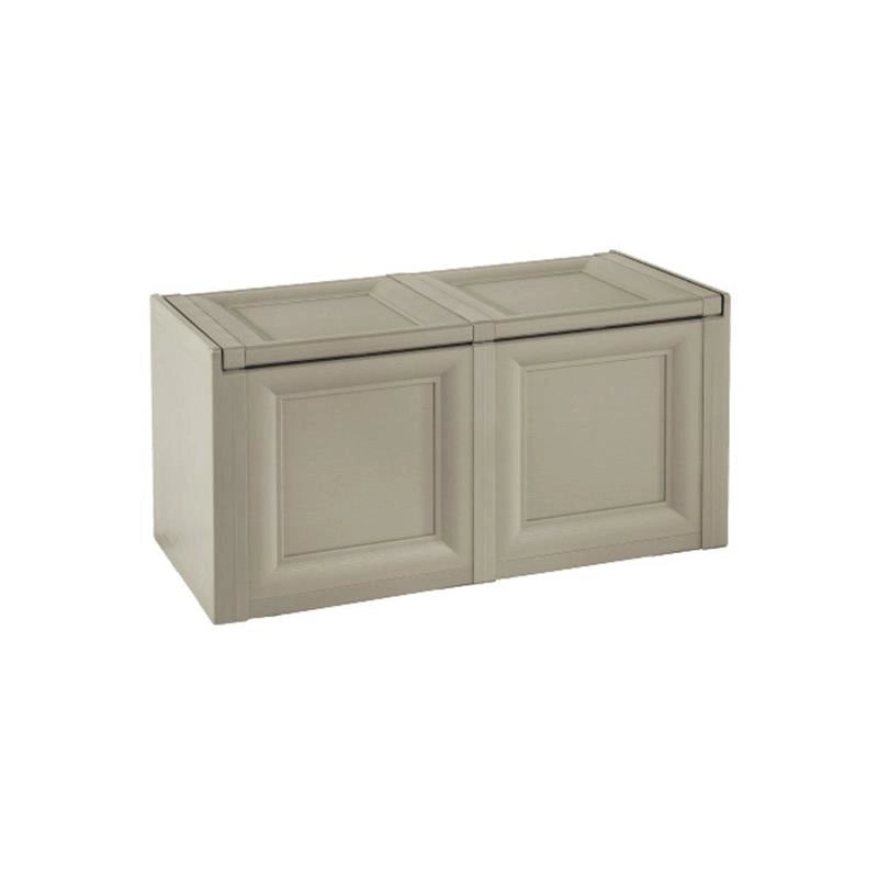 BAULE 2 MODULI TAUPE 86X40X42 CM – CASSAPANCA CONTENITORE SALVASPAZIO PER TERRAZZO, VERANDA E AMBIENTI ESTERNI