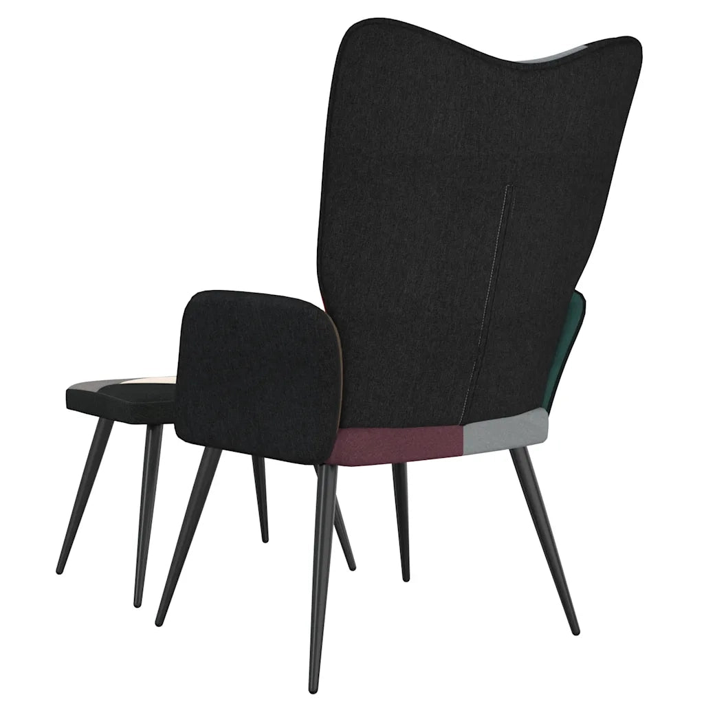 Sedia Relax con Sgabello in Tessuto Patchwork 328198