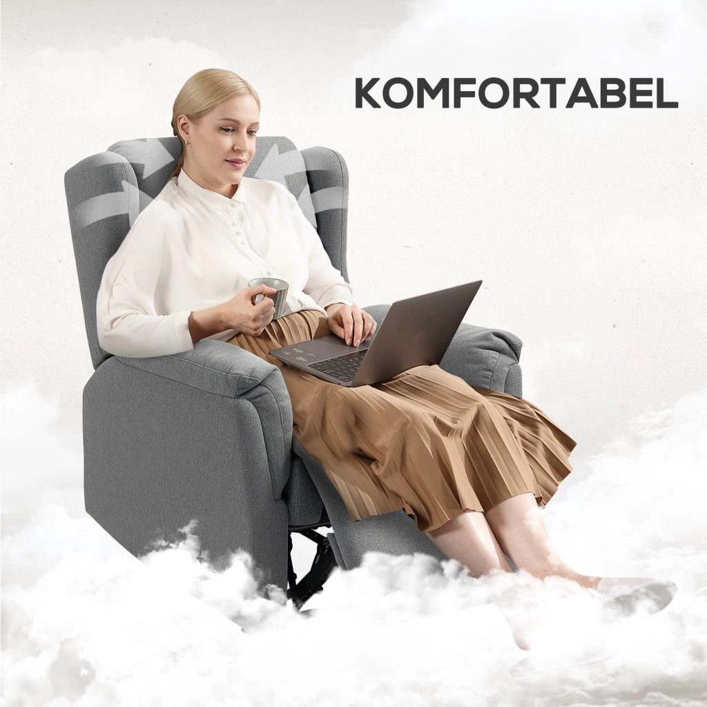 Poltrona Relax Reclinabile con Poggiapiedi ¨C Zephmum ¨C Tessuto Grigio Scuro 160¡ã