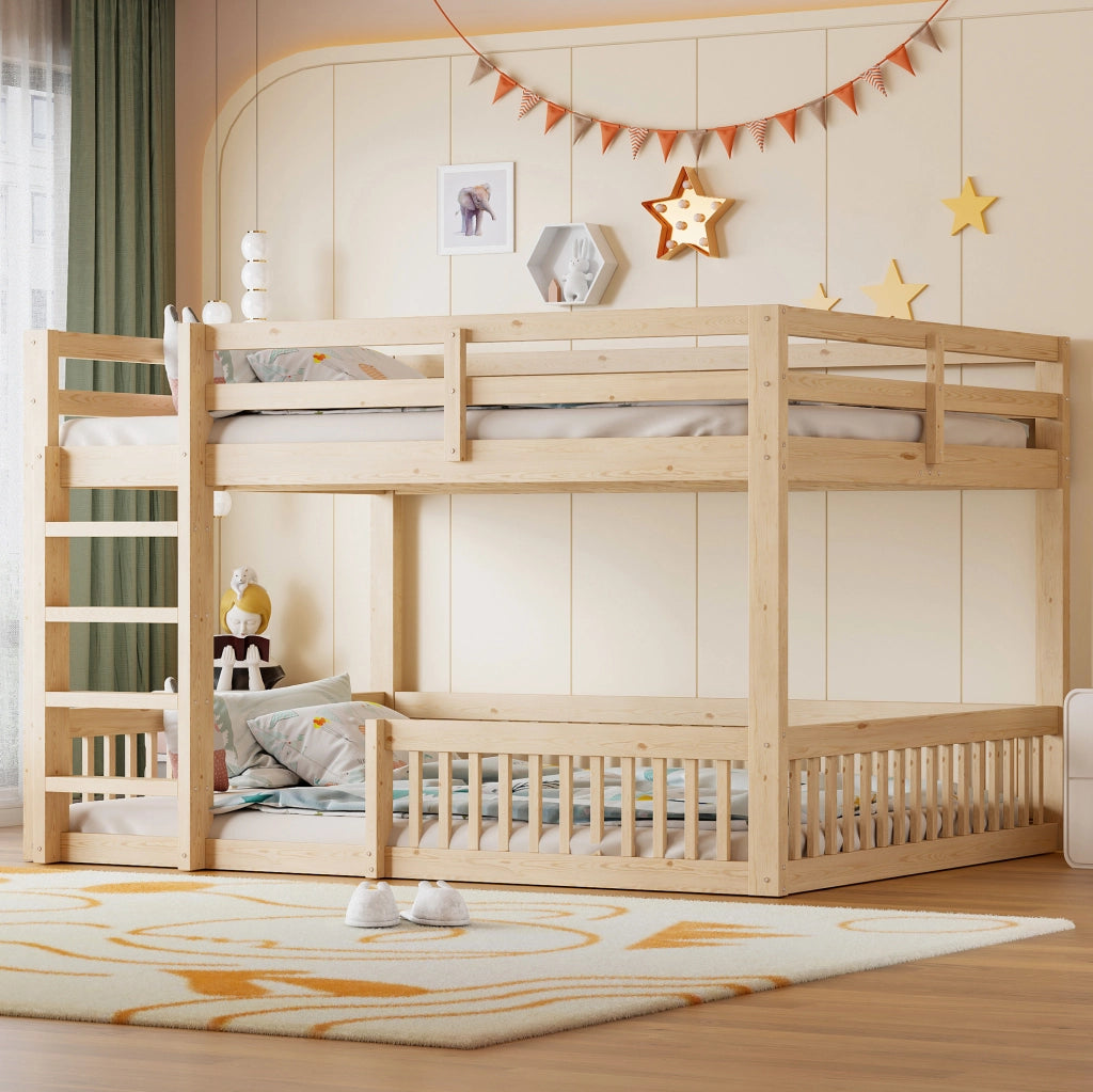 LETTO A CASTELLO 160x200 cm in Pino e MDF Naturale con Sponde