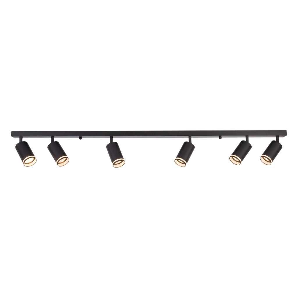 Plafoniera moderna nera a barra 6xGU10 Pipe Milagro