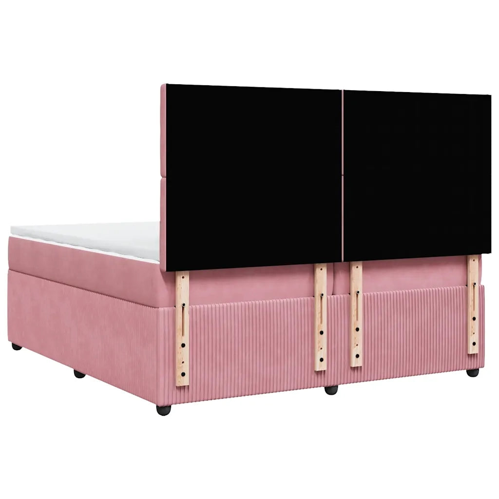Giroletto a Molle con Materasso Rosa 200x200 cm in Velluto