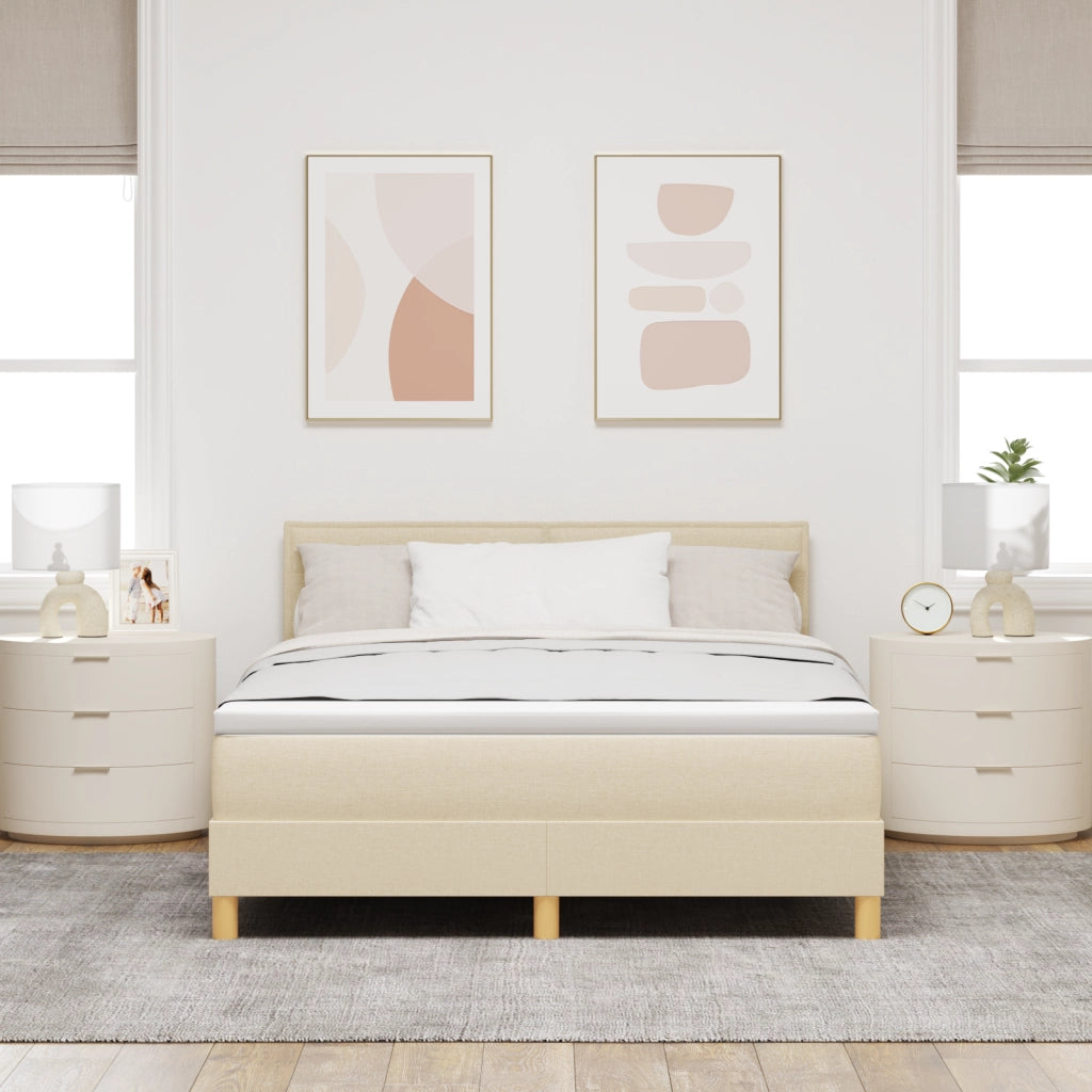 Letto a Box Spring con materasso panna 140x200 cm tessuto