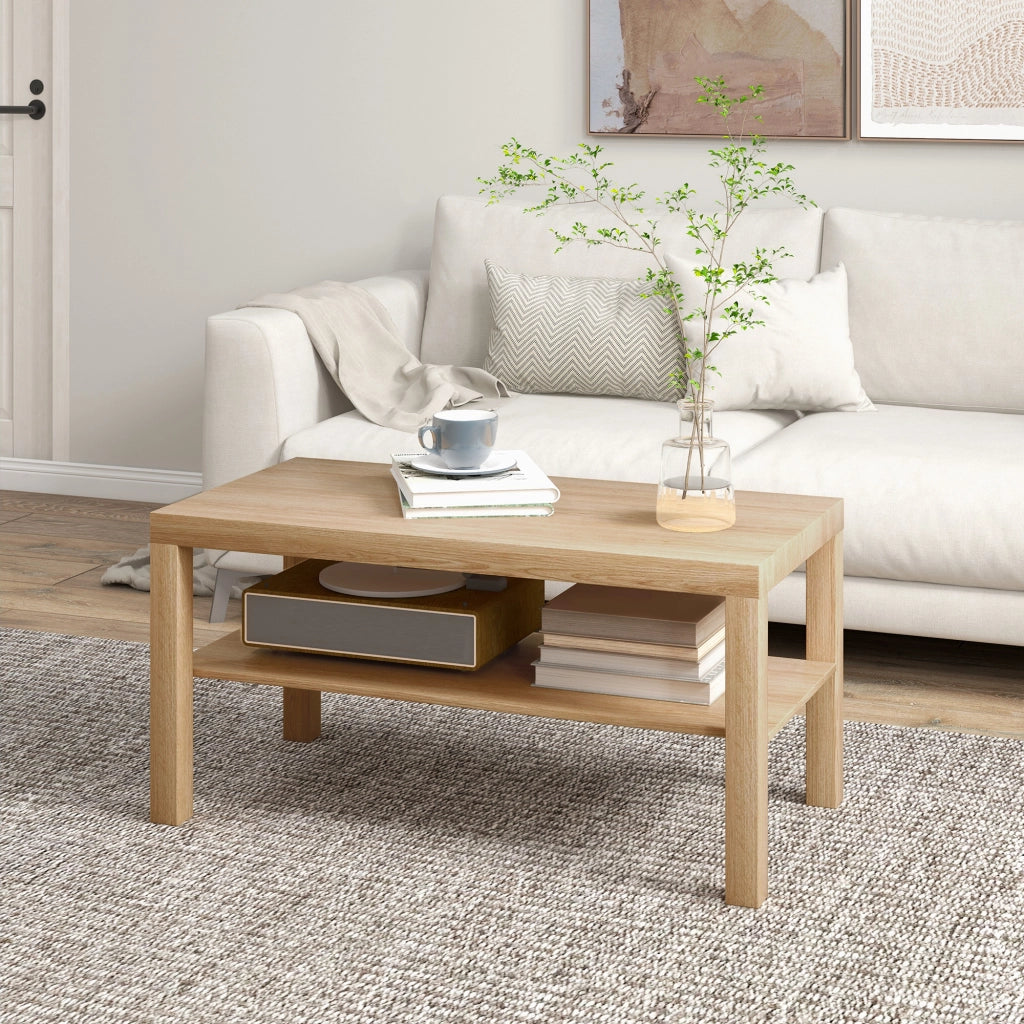 Tavolino da caff¨¨ moderno con ripiani ¨C zephmum ¨C naturale 90x45x44,5 cm