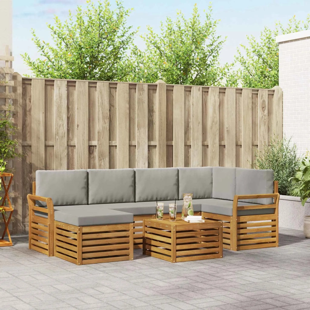 Set divano sezionale con cuscino 7 pcs Grigio Naturale e Chiaro 3375131