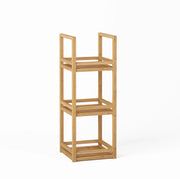 Scaffale da bagno 70x26x26 cm in bambù naturale， 3 ripiani， salvaspazio