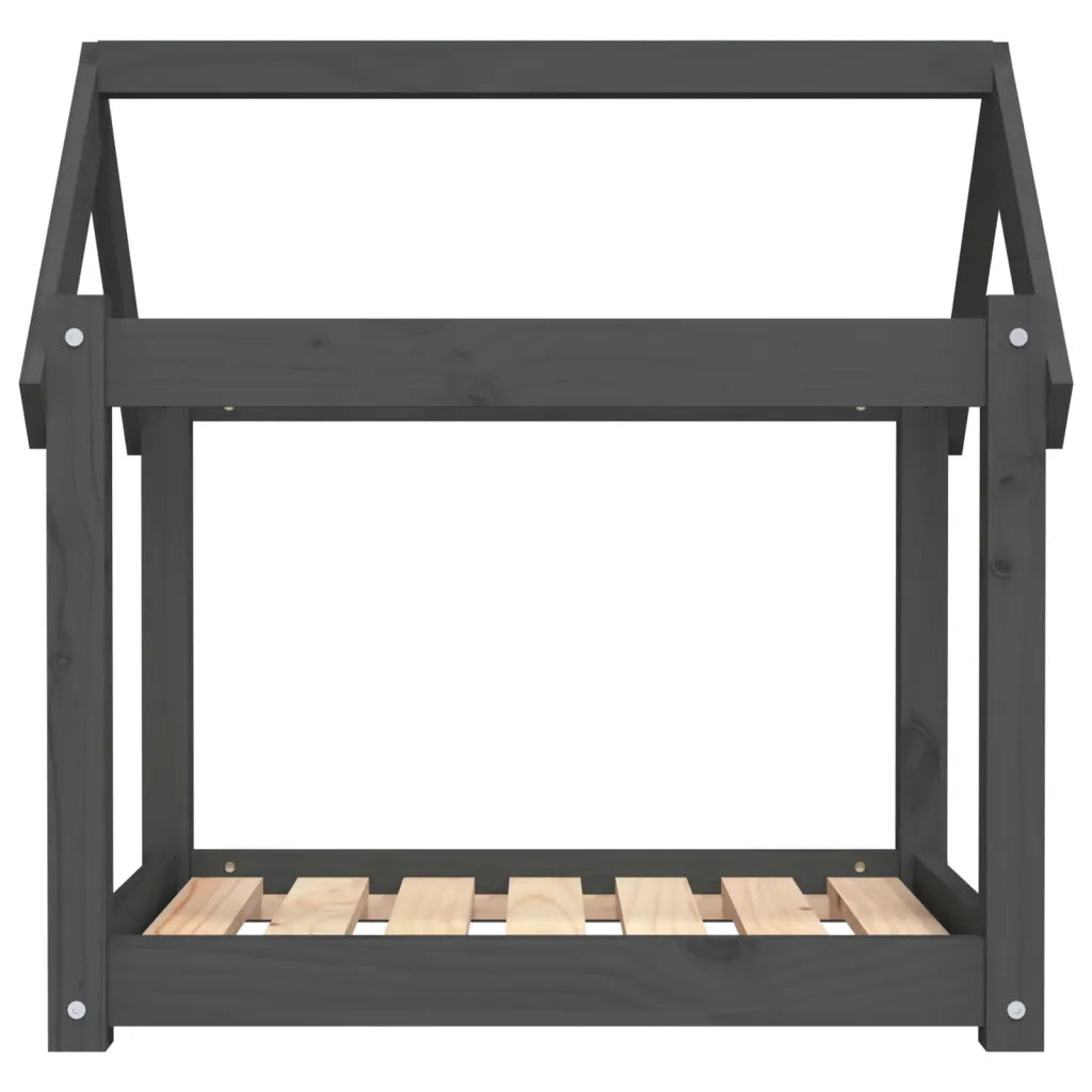 Cuccia per Cani Grigia 71x55x70 cm in Legno Massello di Pino